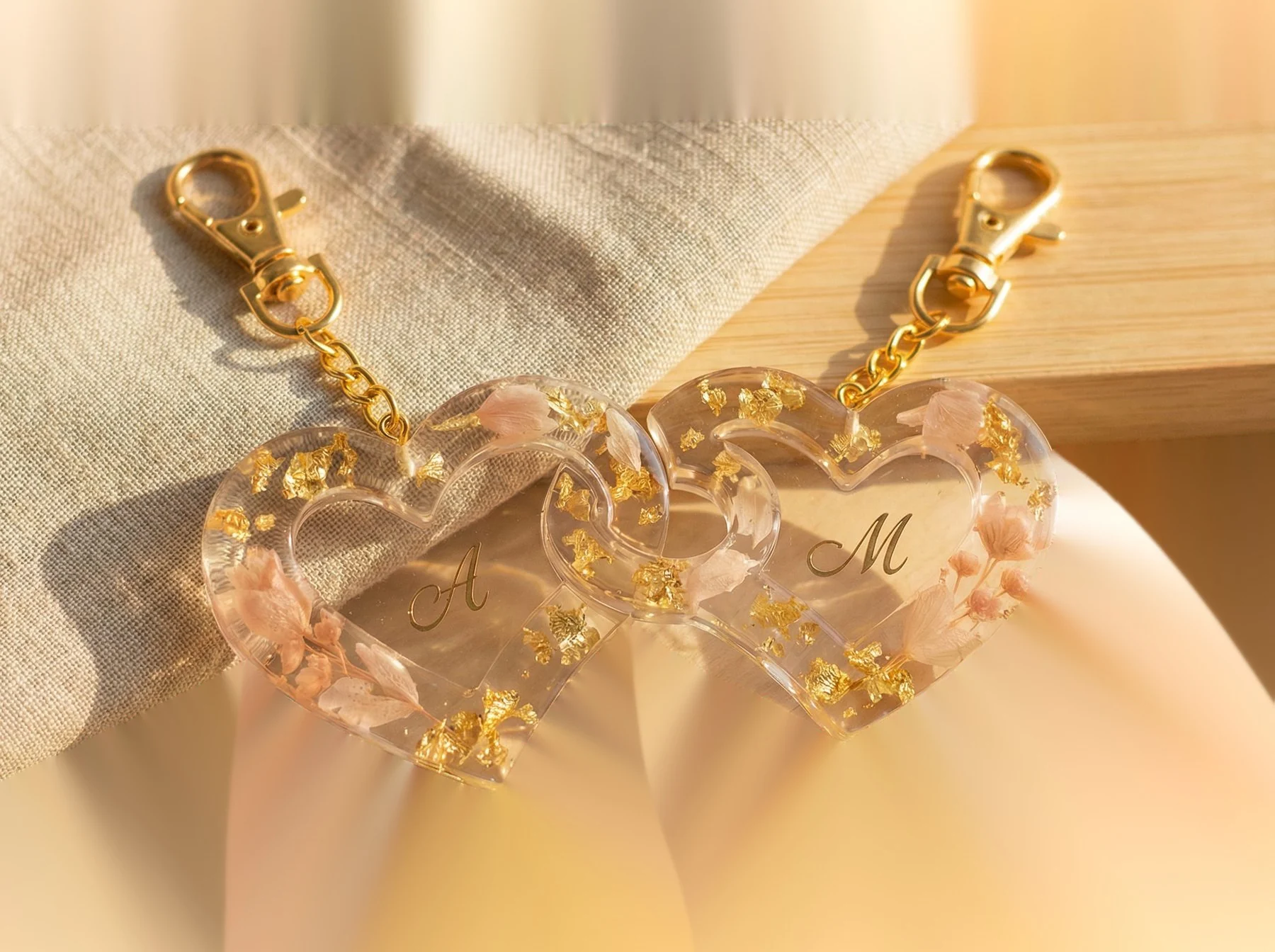 Couple keychains shown side by side. 400x280px