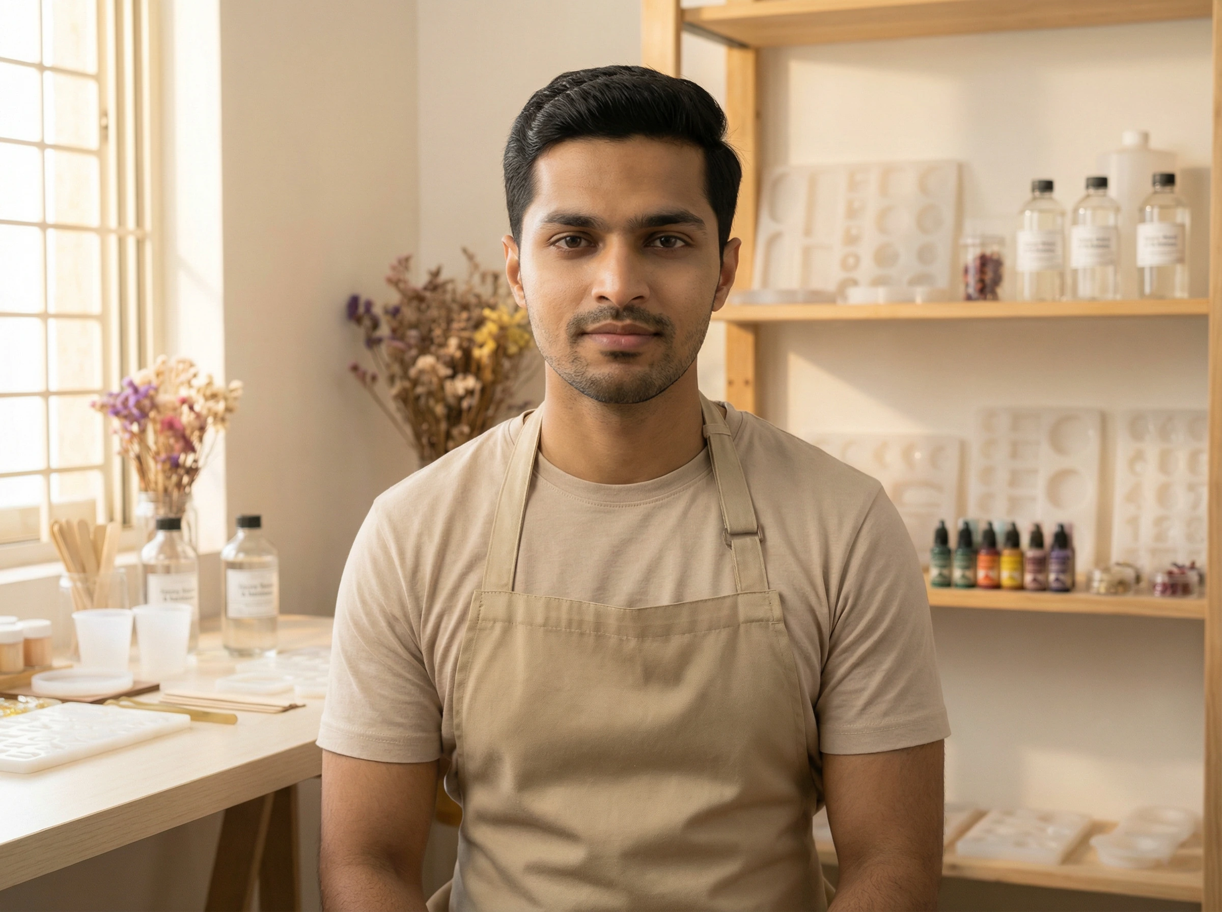 A professional or natural portrait of Rahul. Upper body, looking at camera. 400x320px