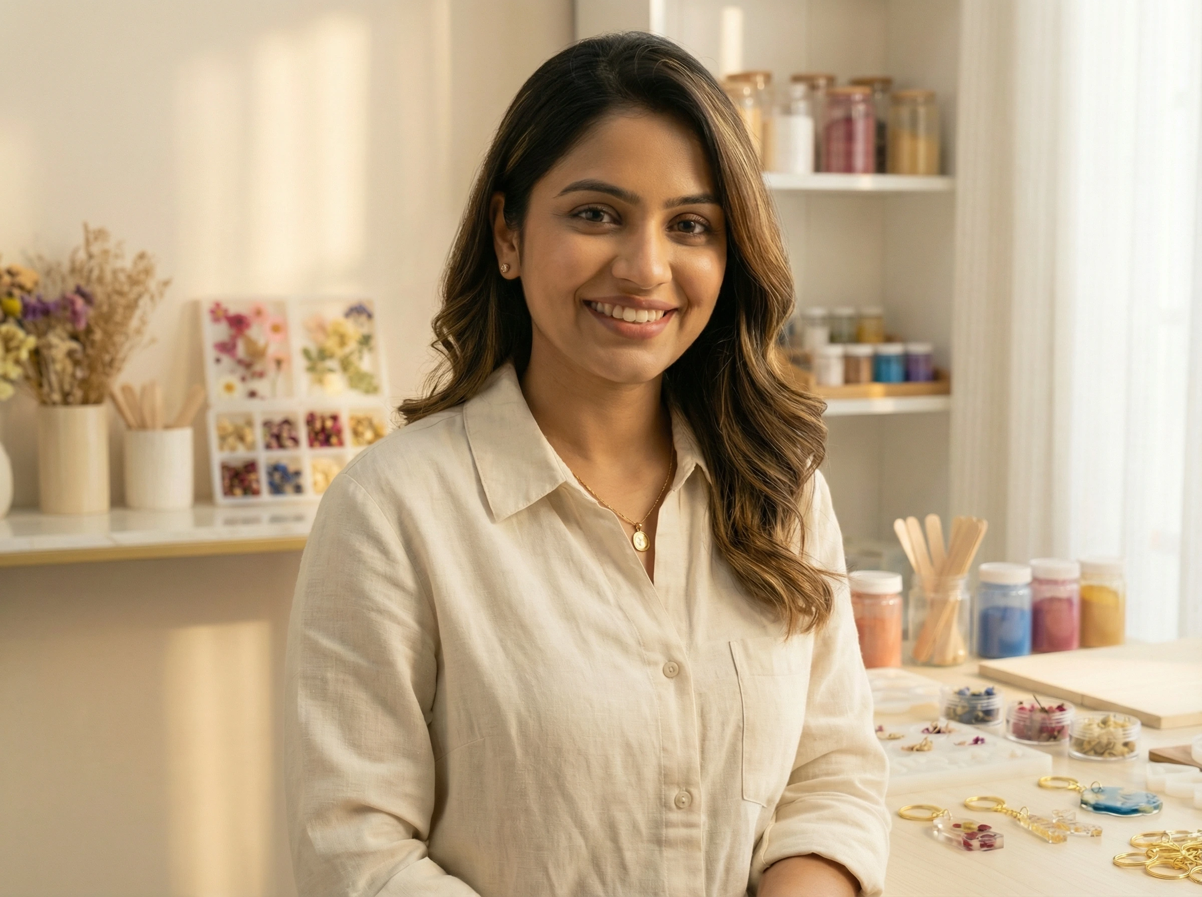 A professional or natural portrait of your wife. Upper body, looking at camera. 400x320px